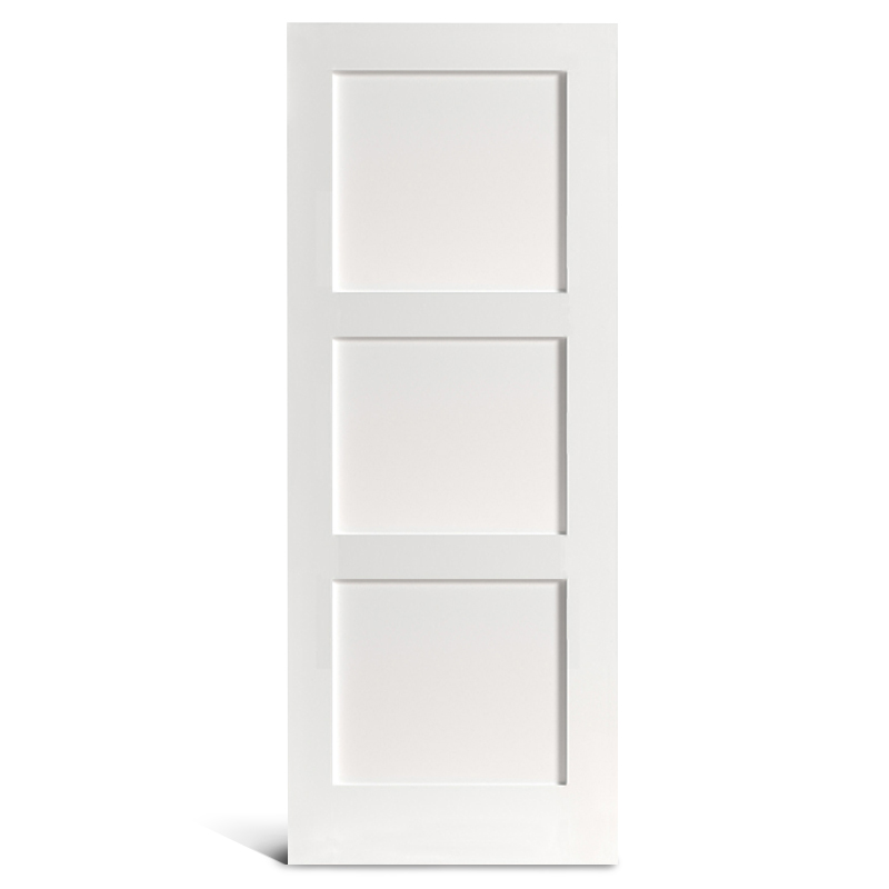 สี่เหลี่ยมแบน 3 บานพร้อมประตู Shaker ลงสีพื้นในแนวตั้ง