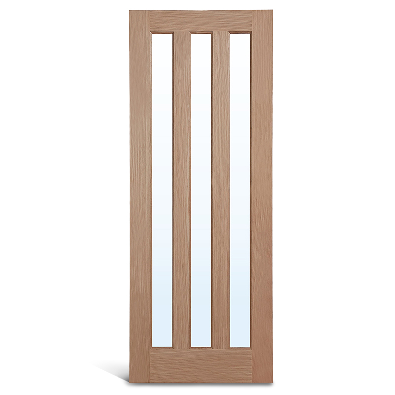 บานตู้กระจกไม้โอ๊ค 3 แผง