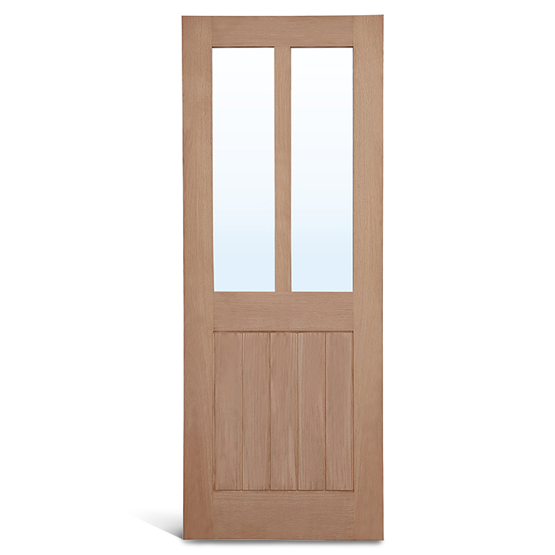 สี่เหลี่ยมแบน 3 บานพร้อมบานกระจกไม้โอ๊คแนวตั้ง