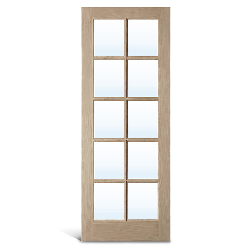 10 Lite Oak Glass ประตูฝรั่งเศส